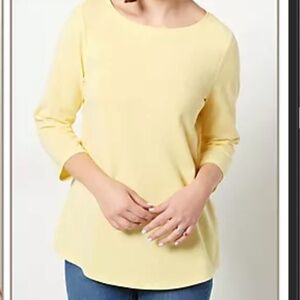 Belle by Kim Gravel TripleLuxe 3/4 Sleeve Top w/Side Slits - XS